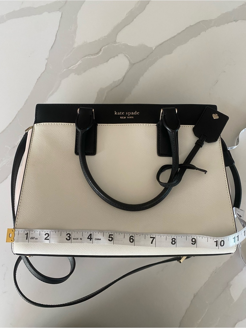 Kate Spade New York Black White Colorblock Medium Satchel Zip Detachable Strap - Picture 9 of 11